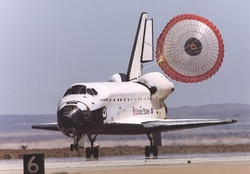 Space Shuttle Landing with Parachute